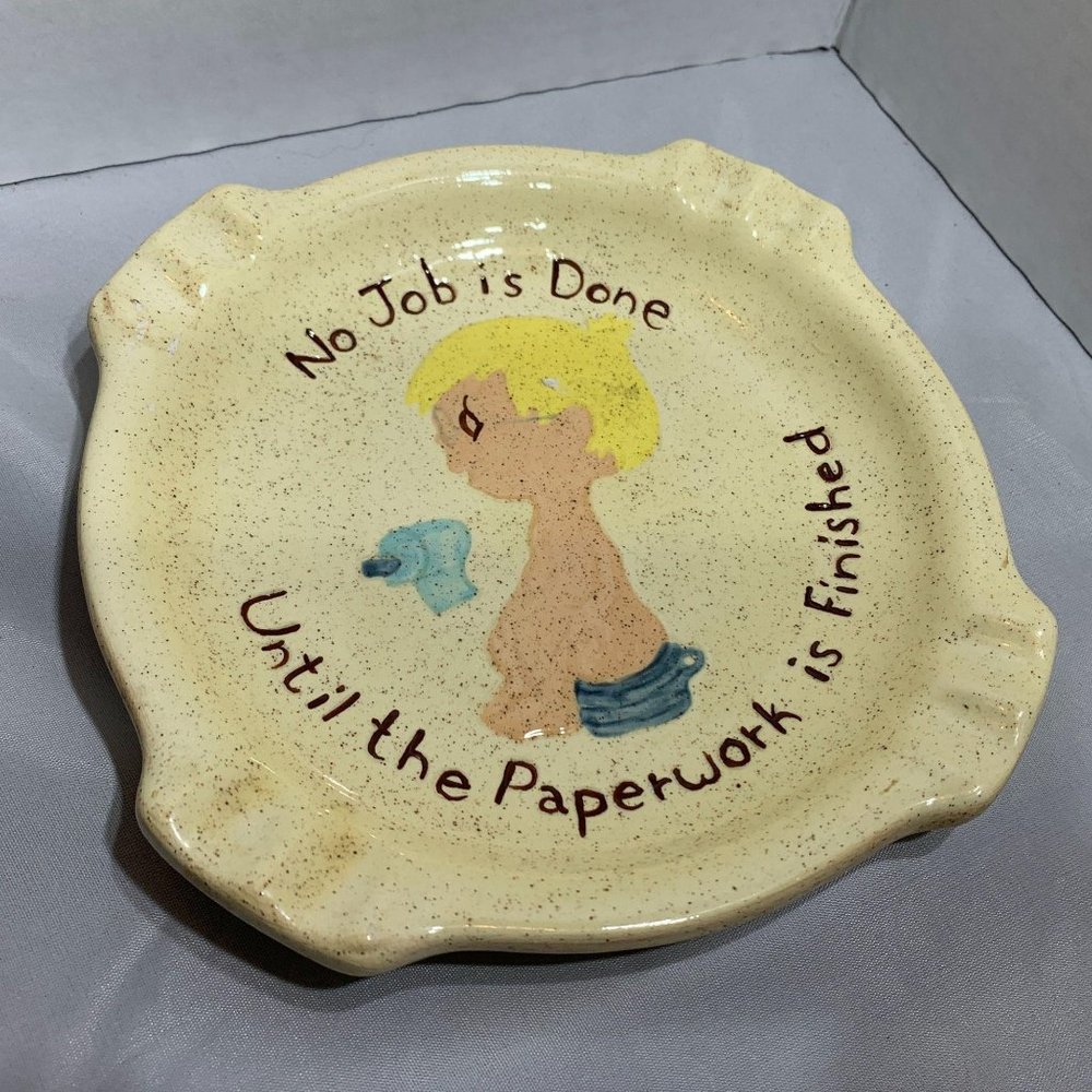 1980s Novelty Ceramic Potty Boy Ashtray - Picture 1 of 3